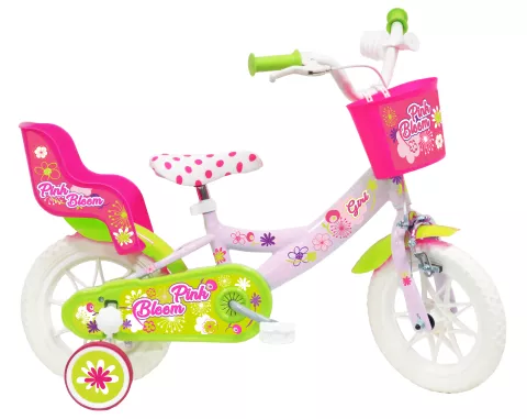 Bici Bimba Pink Bloom 12" porta bambola e cestino